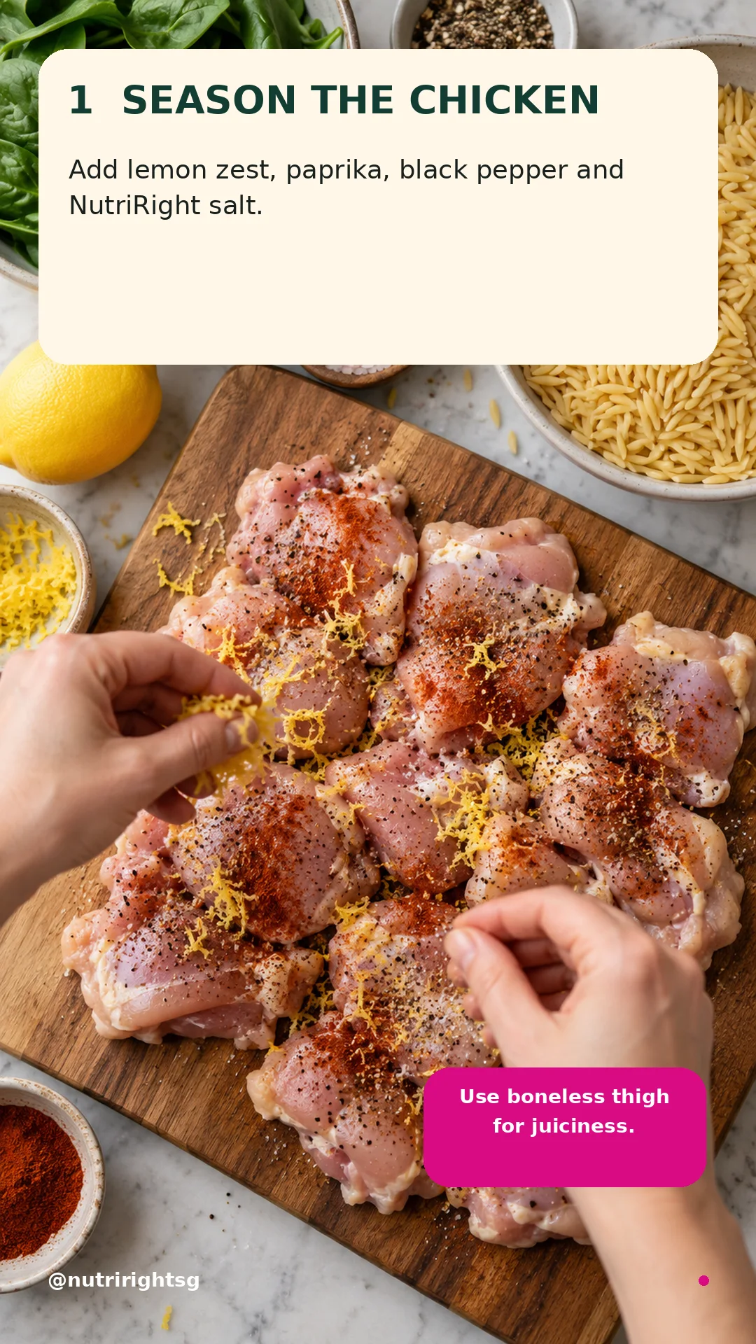 One-Pan Lemon-Pepper Chicken Orzo — preparation step (slide 3 of 7)