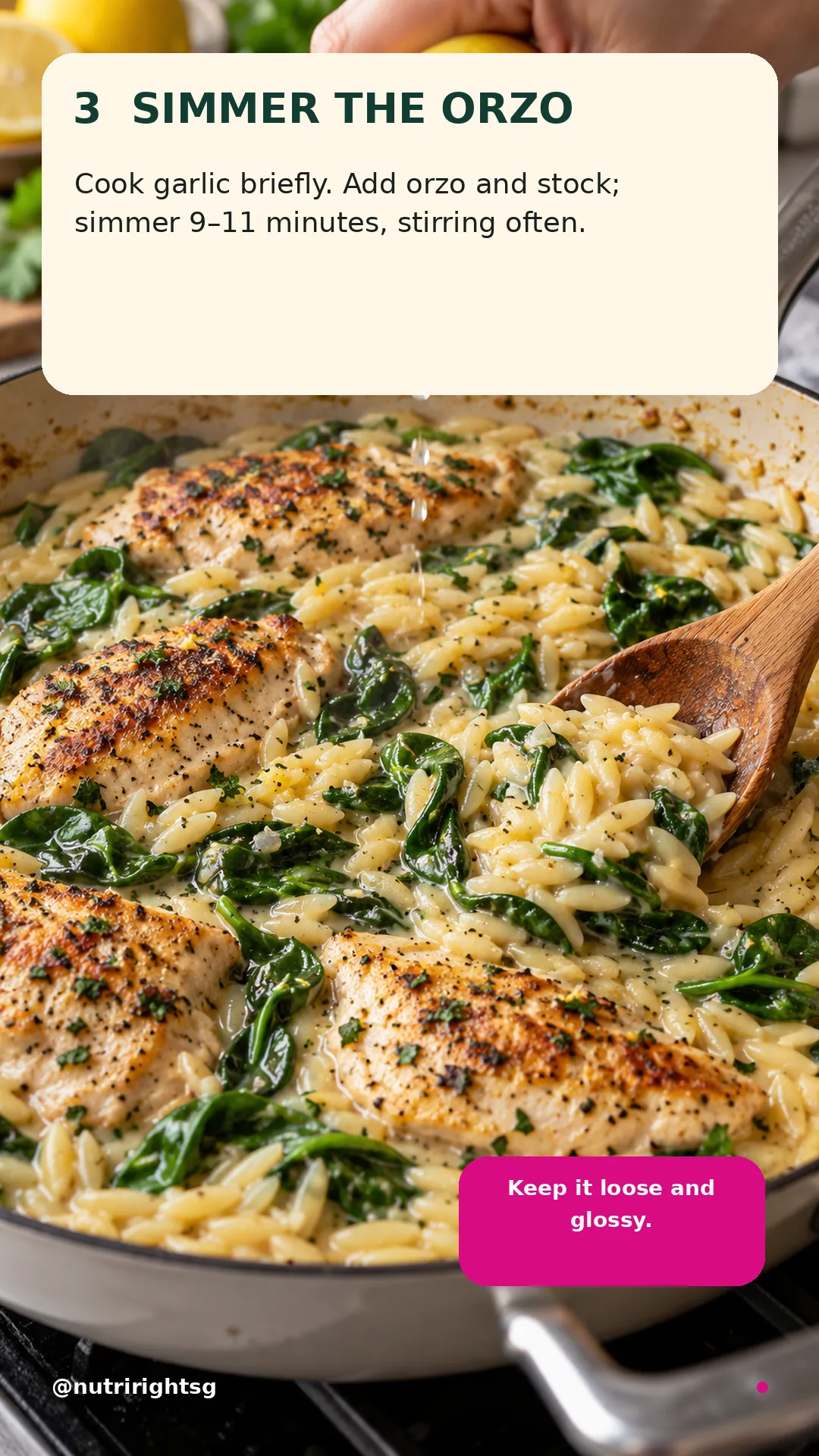 One-Pan Lemon-Pepper Chicken Orzo — cooking step (slide 5 of 7)