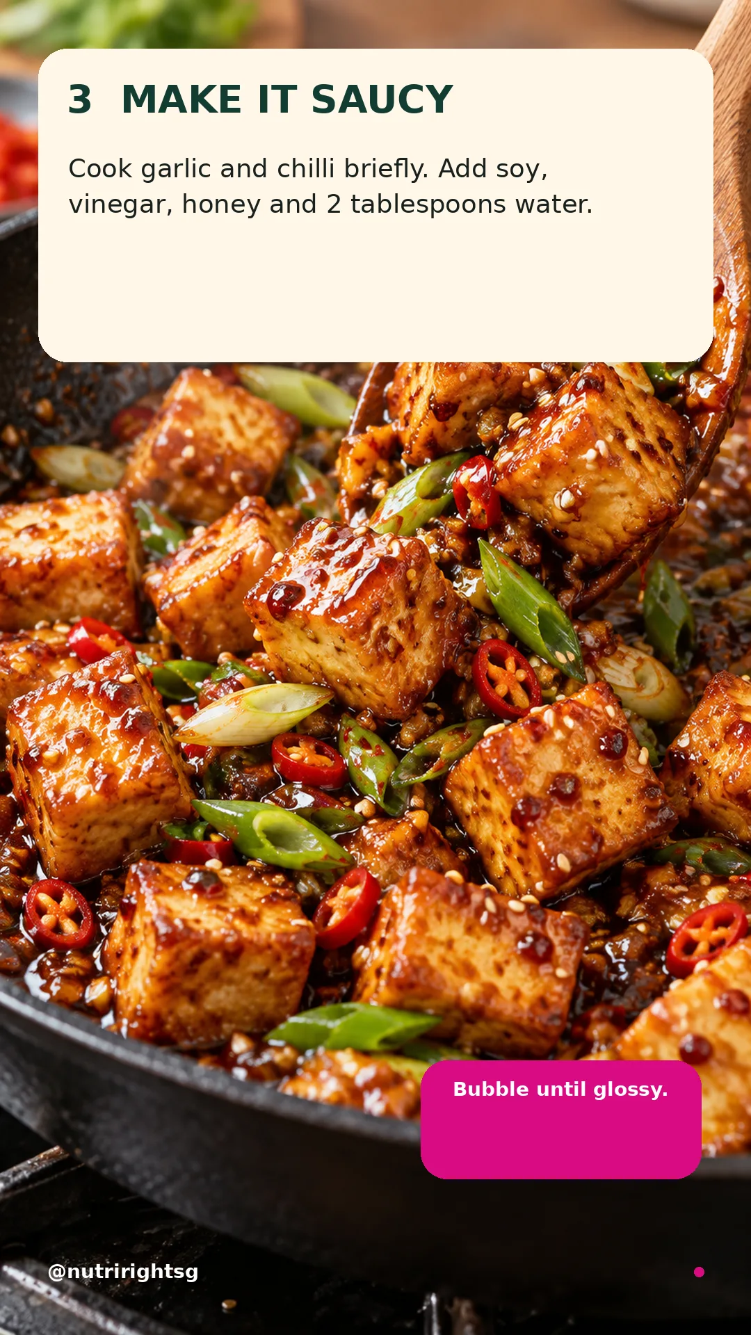 Spicy Garlic-Sesame Tofu — cooking step (slide 5 of 7)